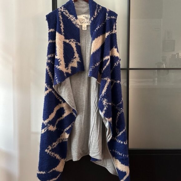 Anthropologie Tabitha Merima Duster Wool Knit Vest Blue and White, Size Medium - Picture 2 of 5